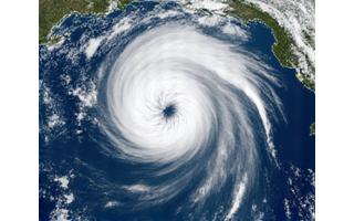 Satellite view charting global weather patterns